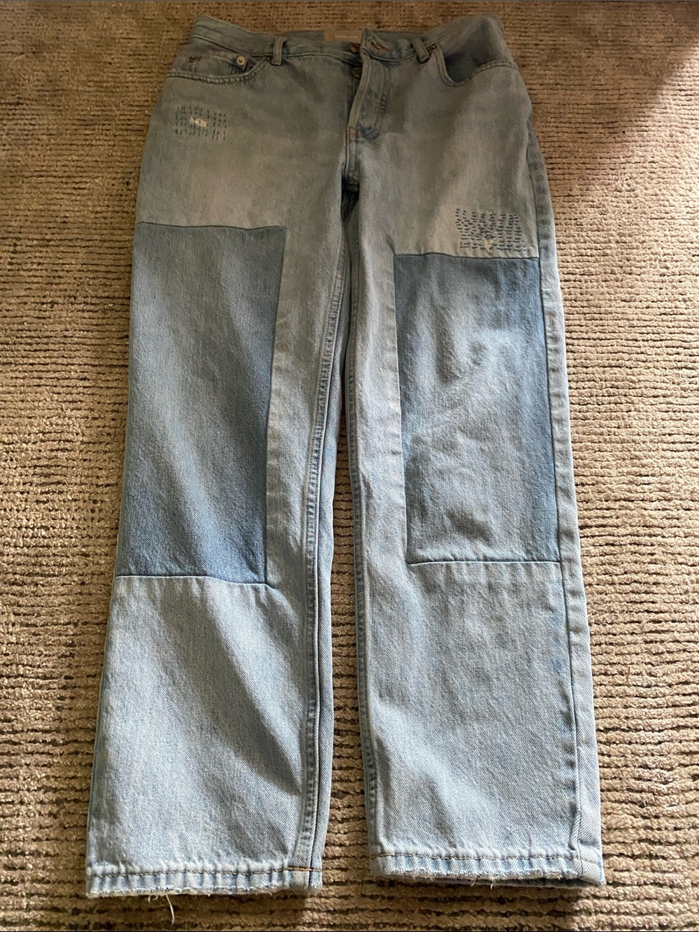 Everlane Two-Tone Patch and hand stitch mend cropped  Jeans - Picture 8 of 10